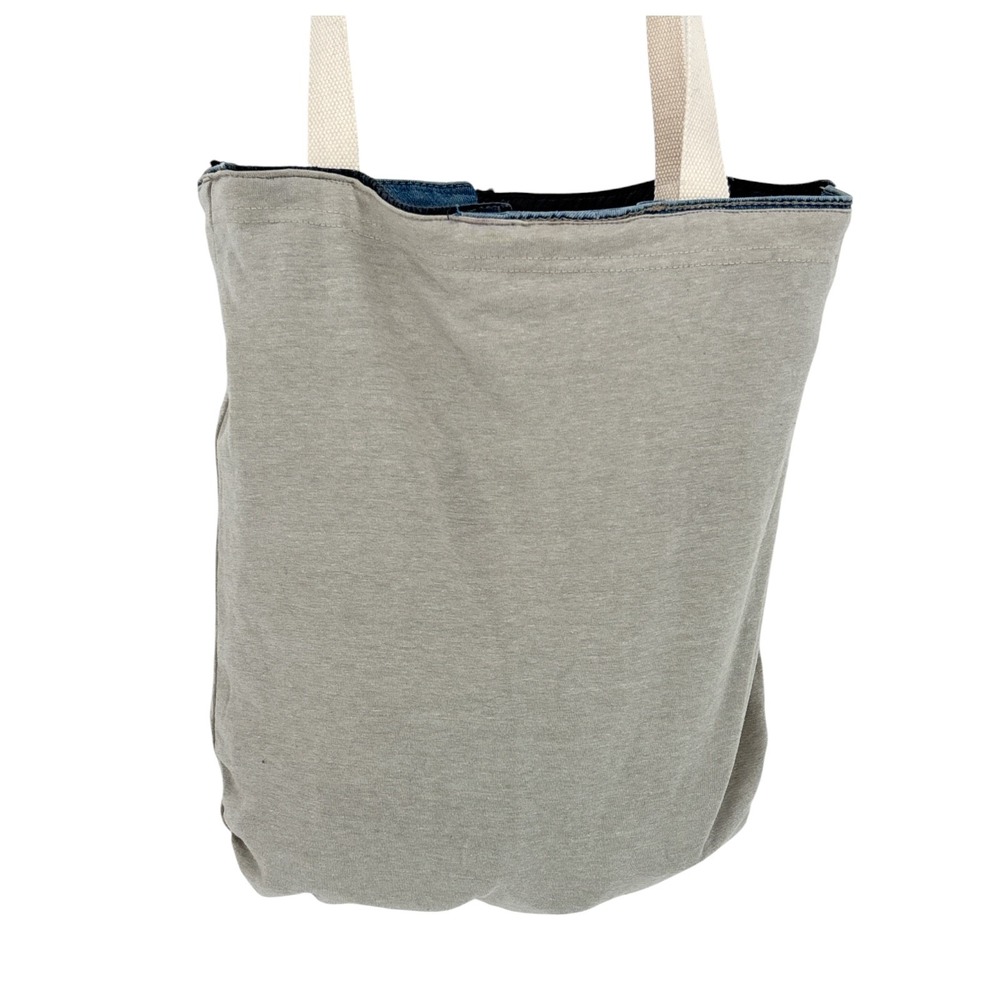 Patchwork Denim Tote Bag Upcycled Jeans Corduroy Boho Indie Handmade Large - Picture 6 of 7